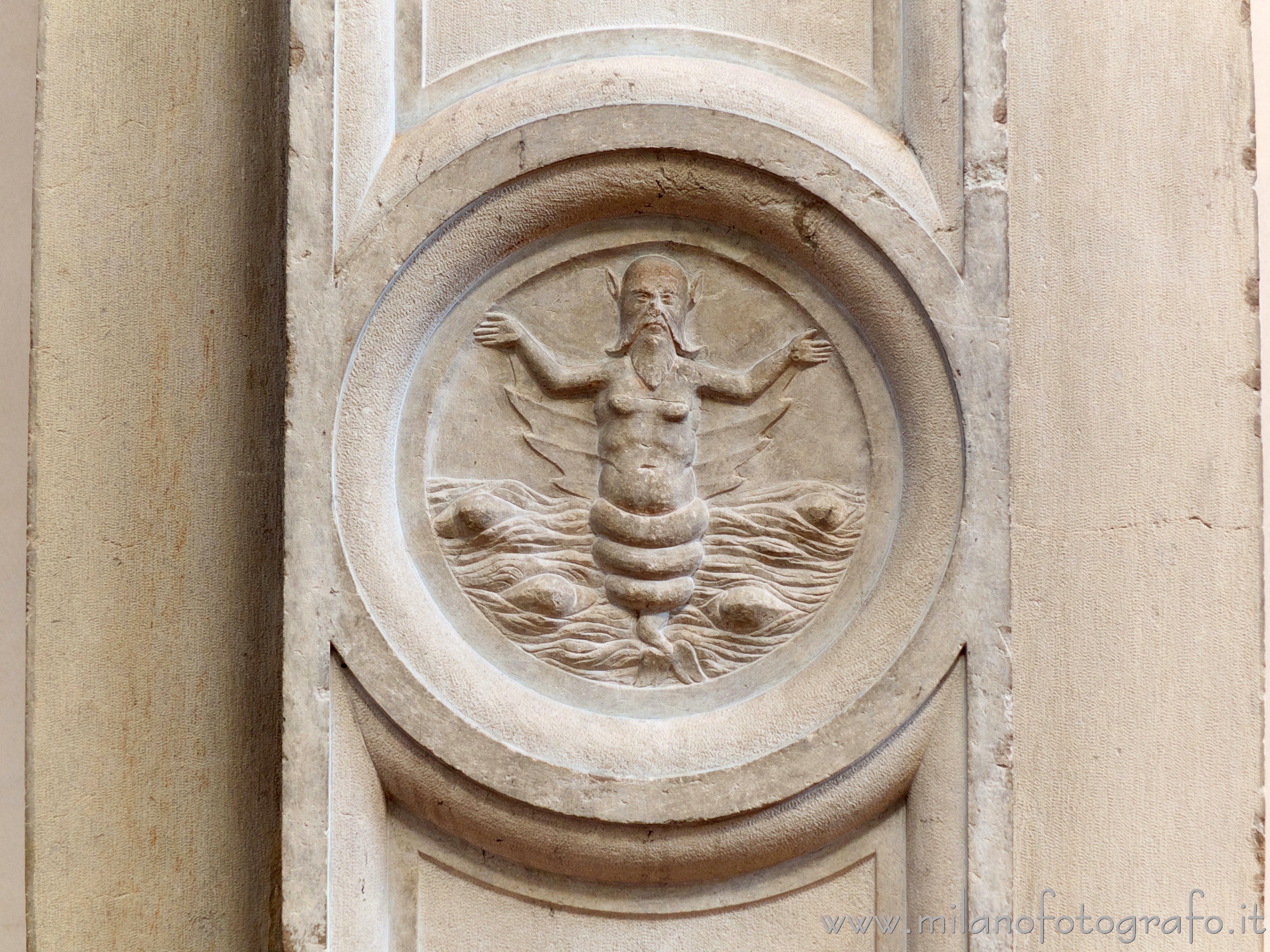 Brugherio (Monza e Brianza, Italy) - Medallion depicting a seamonster in the Church of San Lucio in Moncucco - Full resolution picture